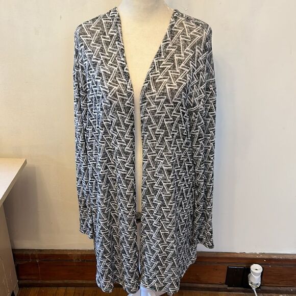 Divided black white patterned lightweight open cardigan Size L EUC - Picture 3 of 8